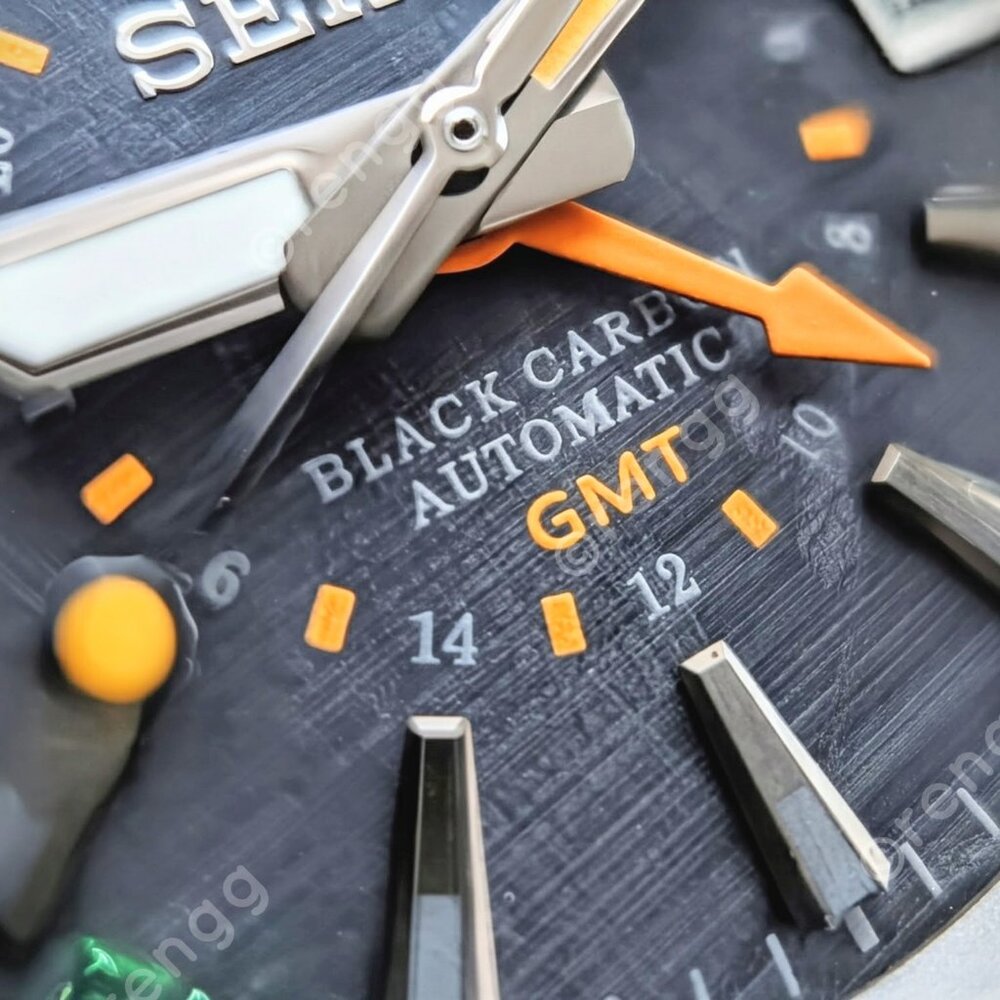 SOLID TITANIUM Automatic GMT Seiko Black Carbon M… - image 7